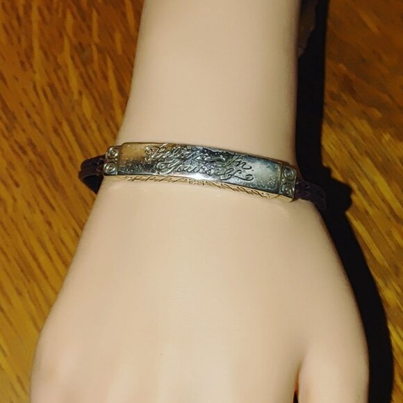 Believe In Yourself Bracelet Brighton Dark Brown Braided Leather Silver Accents - Picture 10 of 14